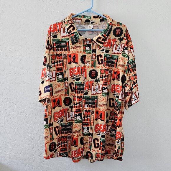 Men's San Francisco SF Giants All Over Print Button Up Shirt Aloha‎ Hawaii Sz XL - Picture 4 of 6